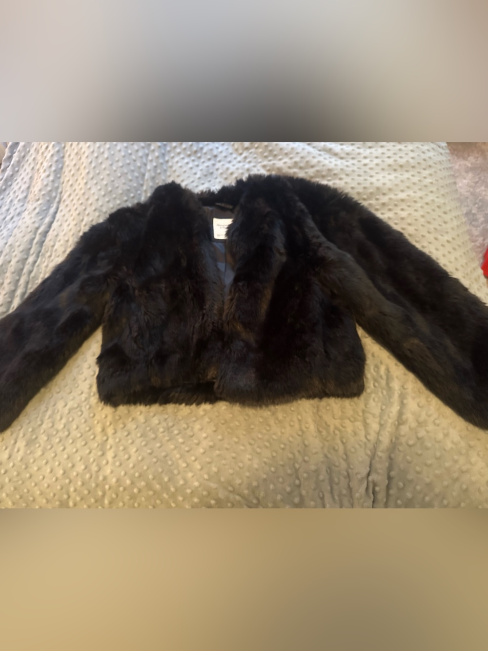 Abercrombie & Fitch Black Faux Fur Cropped Jacket